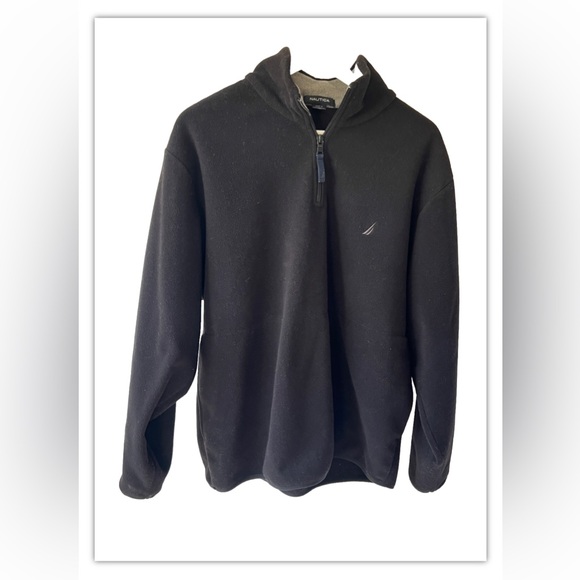 Nautica 1/4 Zip Fleece Sweater Adult Medium Black Pullover Sweatshirt Men's - Picture 1 of 3